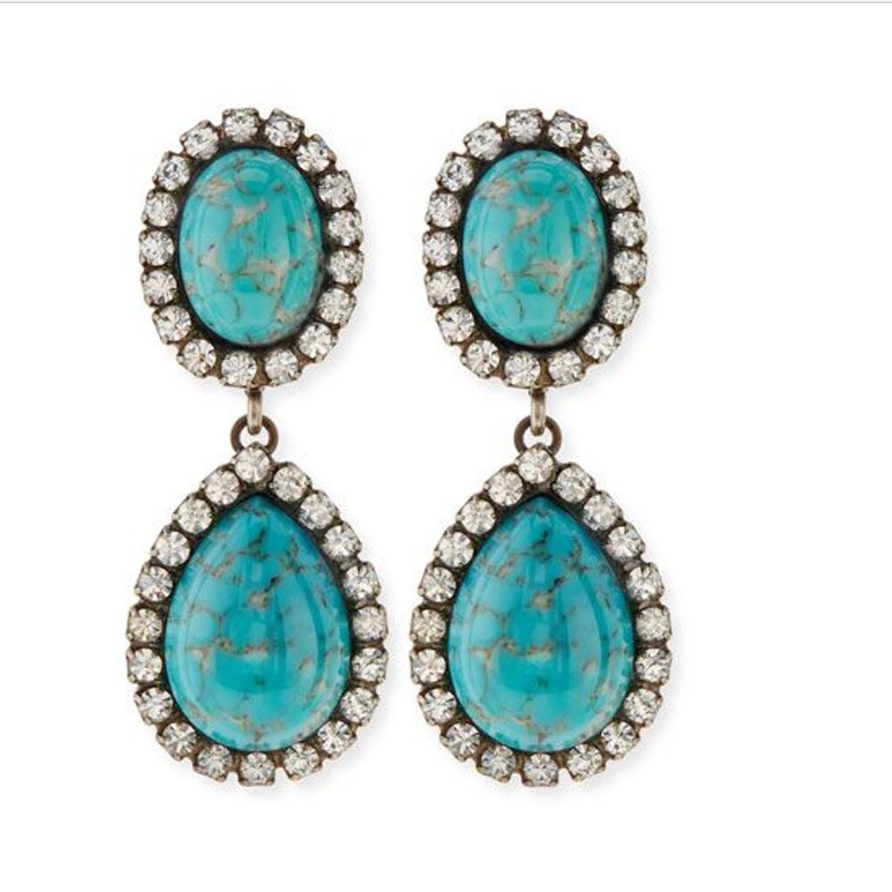 DANNIJO Turquoise & Crystal Drop Earrings